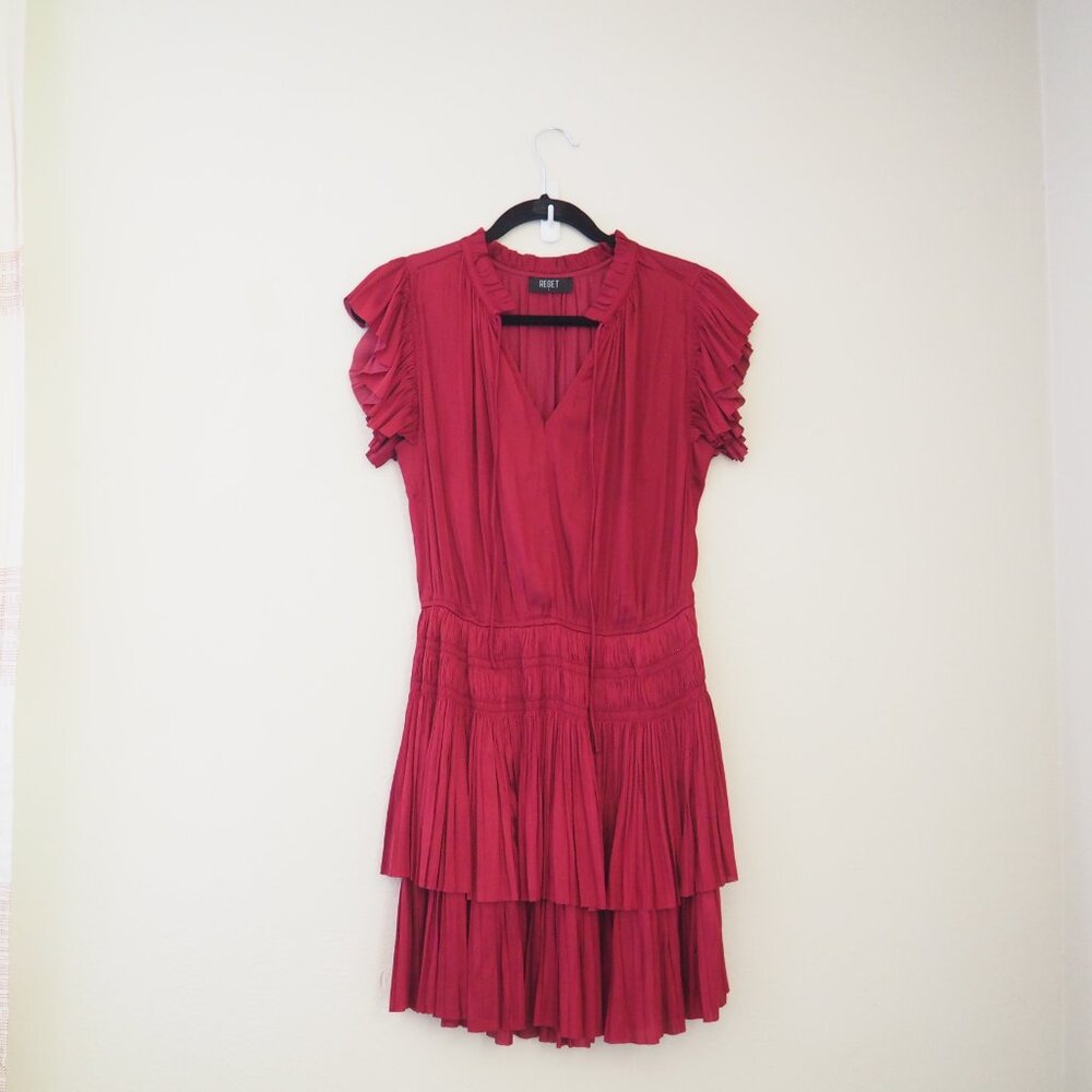 Reset Deep Red Gabrielle Satin Mini Dress sz L - Picture 5 of 12